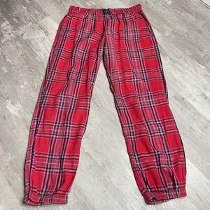 Victoria's Secret Lounge Pants Red Black Plaid Pajama Bottoms Jogger Small Z-257